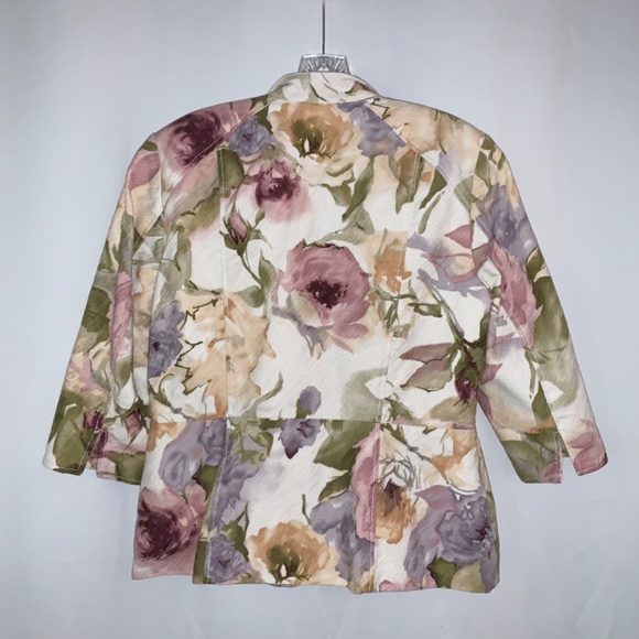Coldwater Creek Cotton Floral 3/4 Sleeve Blazer - Picture 7 of 11